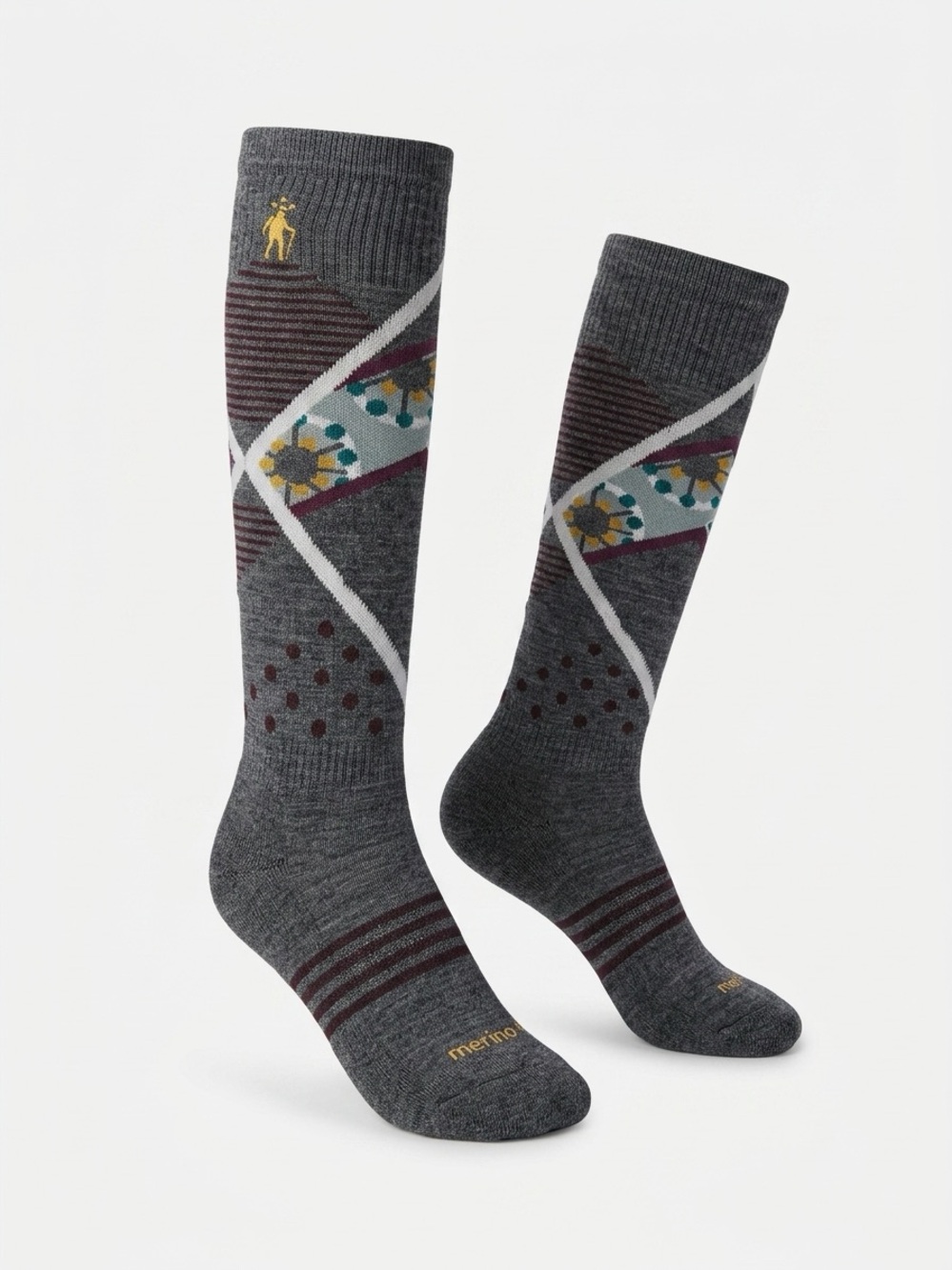Smartwool Ski Socks Over The Calf Merino Wool Geometric Multicolor Sz M